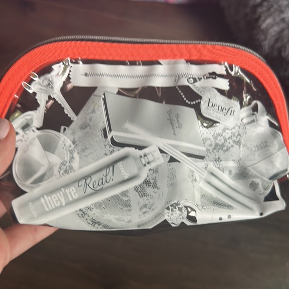 Benefit Cosmetics Makeup Bag - Transparent and neon orange/peach - brand new - Picture 2 of 4